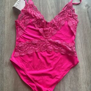 Zara Vibrant Pink Lace Chemise